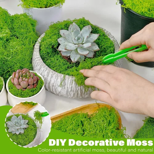 Miniatura 3 de Musgo de musgo falso para manualidades, musgo artificial de 3.52 onzas para manualidades, musgo sintético para jardín de hadas, decoración de Verde