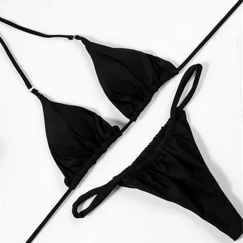 Miniatura 3 de Bikini Sets for Women Halterneck O Ring Two Piece Swimsuits String High Waisted Bottom Sexy Swimwear Bathing Suits