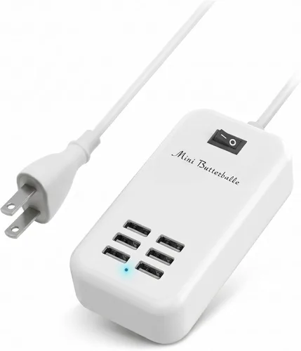 6 puertos USB Cargador Hub Escritorio Enchufe de EE. UU. Alimentación de CA Adaptador de carga de viaje de pared ranuras Estación de carga Extensión