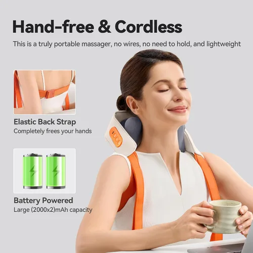 Miniatura 4 de IKEEPFIT Masajeador de cuello inalámbrico con calor, masajeador de hombro para aliviar el dolor de tejido profundo, MagicSide 3.0 [2025 innovador]