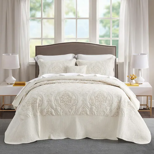 Miniatura 31 de CHIXIN Juego de colcha extragrande tamaño King – Funda de cama ligera – Hermosas costuras – Colcha reversible de 5 piezas – Patrón de paisley