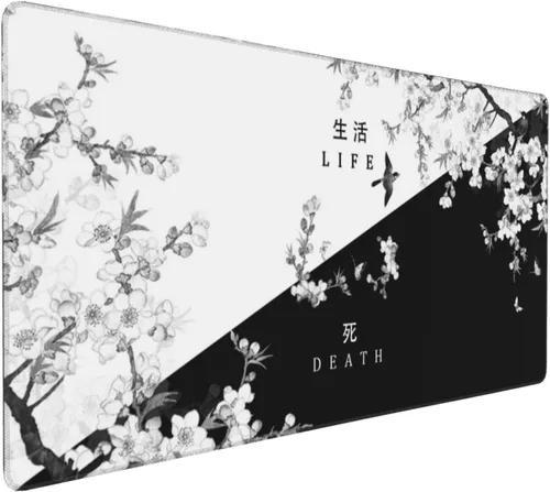 Miniatura 10 de Alfombrilla de mouse XXL para juegos grande, color rosa Sakura Death Life, alfombrilla de escritorio extendida, base de goma antideslizante de 35.4