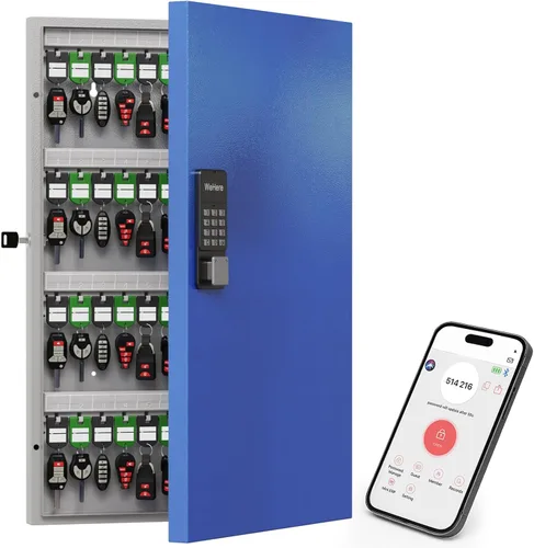 Miniatura 11 de WeHere Caja de bloqueo de llave inteligente de 192 teclas para montaje en pared, gabinete de llaves comercial con aplicación, teclado, Bluetooth