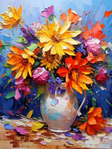 Bimkole Kits de pintura de diamantes 5D para adultos, pintura al óleo, flores, florero de taladro completo, juego de bordado de diamantes de