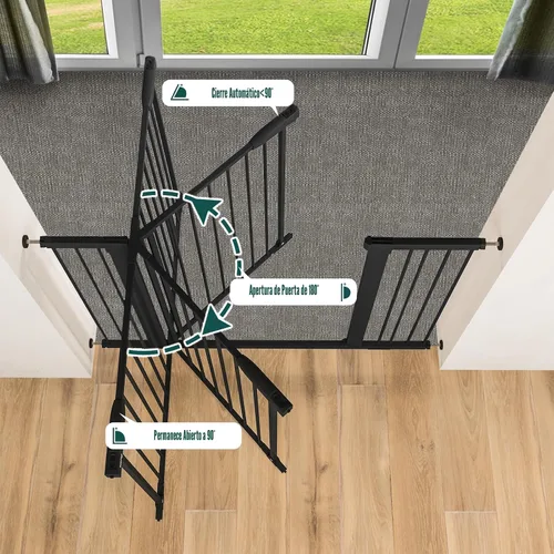 Miniatura 4 de keny Puerta de bebé de 29.7 a 46 pulgadas para escaleras, puertas de perro con cierre automático para puertas, montada a presión, sin perforación