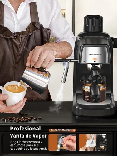 Miniatura 3 de KEENSTAR Máquina de café expreso de 3.5 bar con espumador de leche, máquina compacta de espresso y capuchino de 800 W con función