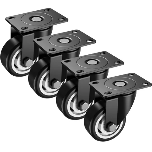 Miniatura 9 de HOLKIE Ruedas giratorias de 2 pulgadas – Resistente capacidad de 600 libras (paquete de 4) – Ruedas silenciosas de poliuretano sin freno – Ruedas
