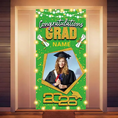 Miniatura 40 de Decoraciones personalizadas para fiestas de graduación 2026 – Cartel de felicitación de graduación grande – Cartel de fondo de graduación