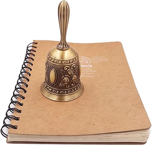 Miniatura 7 de Hourwof Campana de mano, campana de cena de metal, campanas decorativas de boda, campanas de servicio, campana de llamada, campana de Navidad, bronce