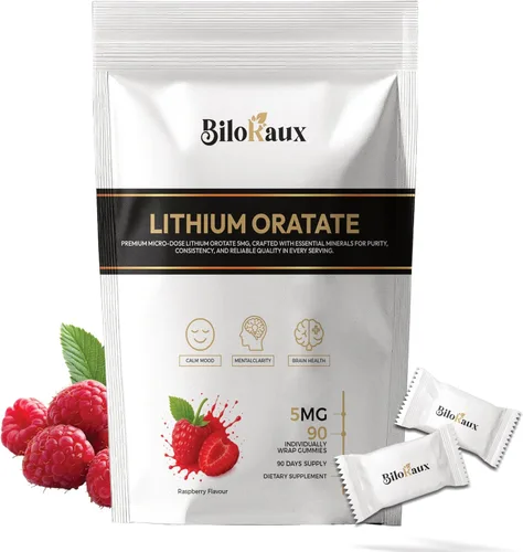 Gomitas de Orotate de litio de 5 mg, suplemento de litio de microdosis prémium para un equilibrio y concentración tranquilos, sabor natural a