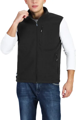 Outdoor Ventures - Chaleco de forro polar ligero con cremallera completa para hombre, con 5 bolsillos, cálido invierno, sin mangas, chaqueta informal