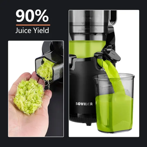 Miniatura 3 de Exprimidor compacto de masticación lenta - Máquinas de exprimir hasta 92% de rendimiento de jugo, canaleta ancha de 3.1" para frutas y verduras