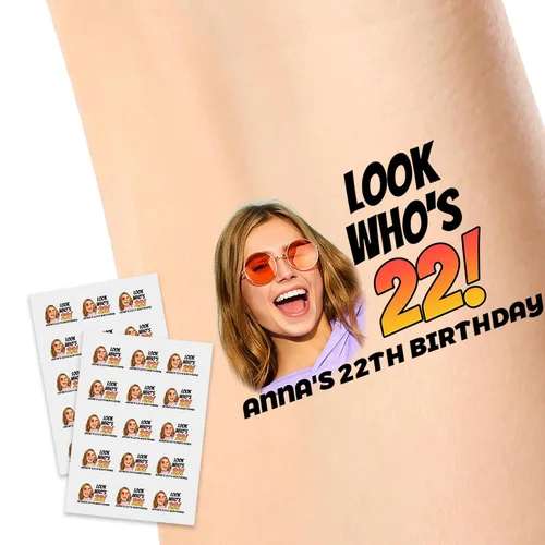 Miniatura 10 de Calcomanías de tatuajes temporales personalizadas, personaliza el tatuaje con nombre y foto de tu amor para fiestas de cumpleaños, Halloween