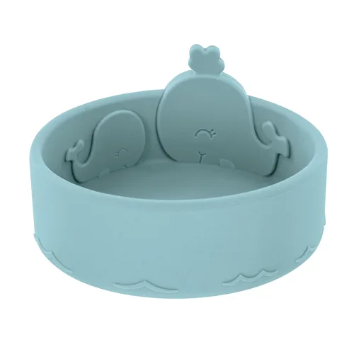 Nuby Animal Friend - Cuenco redondo de silicona para niños pequeños, 6+ meses, ballena azul
