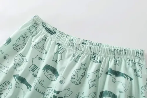Miniatura 6 de YIJIU Pijama suave y cómoda para mujer, conjunto de pijama de manga corta con diseño de gato lindo