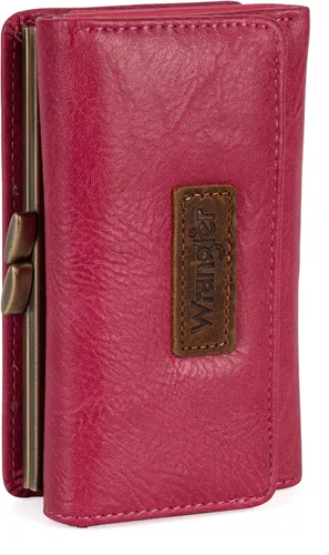 Miniatura 2 de Wrangler Billeteras de triple pliegue para mujer, tarjetero pequeño, Retro rosa intenso, Minimalista
