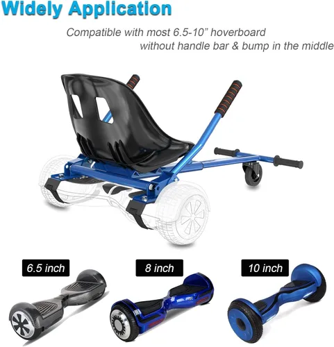 Miniatura 4 de Hishine Hoverboard Seat Attachment 265lbs Capacity, 26"-34.5" Adjustable Length Hover Board Go Kart Accessory w/Comfortable&Sturdy Seat,Go Cart Azul
