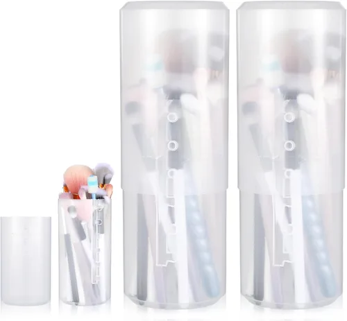 Miniatura 8 de Porta brochas de maquillaje retráctiles de plástico transparente portátil, organizador de cosméticos de viaje, accesorios de maquillaje, tazas