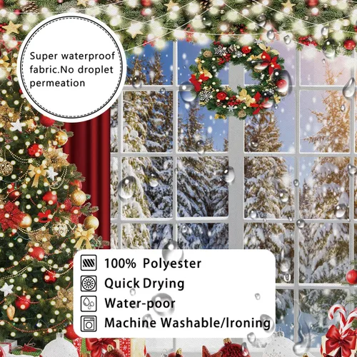 Miniatura 5 de Cortina de ducha de Navidad con ventana, cortinas de escena para baño, decoración de invierno, árbol de Navidad brillante, bañeras de baño, cortinas