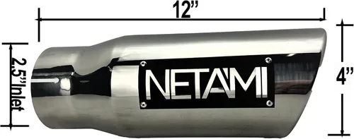 Miniatura 5 de NETAMI Punta de escape de 2.5" a 4" Abrazadera de pulido de cromo con borde enrollado de acero inoxidable
