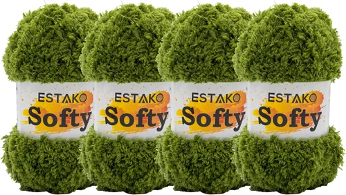 Miniatura 26 de Estako Softy 100% Poliéster Esponjoso Suave Grueso Peso #5 Hilado para Crochet y Tejido 3.52 oz (100 gr) 98 Yds (90 m) (9110 - Blanco)
