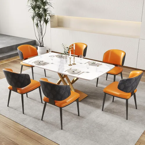 Miniatura 12 de Juego de 2 sillas de comedor, modernas sillas de comedor tapizadas, respaldo alto, piel sintética, silla de cocina, silla de comedor sin brazos