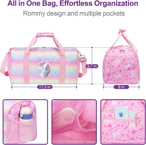 Miniatura 3 de Bagseri Bolsa de baile para niñas Bolsa de ballet con compartimento para zapatos para niños mayores de 6 años, bolsa de dormir de viaje durante