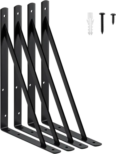 Miniatura 17 de HOME MASTER HARDWARE Soportes de estante resistentes de 12 x 8 pulgadas, capacidad de carga: 600 libras, paquete de 10 soportes L de metal blanco