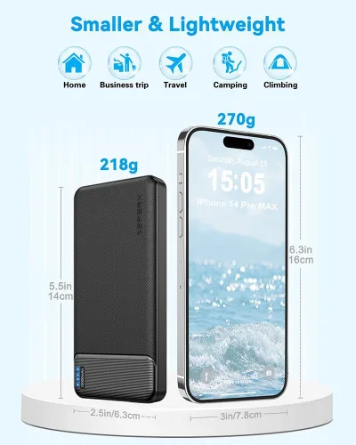 AsperX Cargador portátil de salida USB C de 10000 mAh, carga rápida, batería externa para iPhone, Samsung, Google LG y chaleco térmico