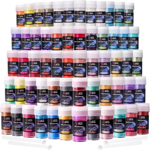 LET'S RESIN Polvo de Mica de 60 Colores, Pigmento Perlado Natural en Polvo para Resina Epoxi/Resina UV para Fabricación de Velas, Tinte de Pigmento