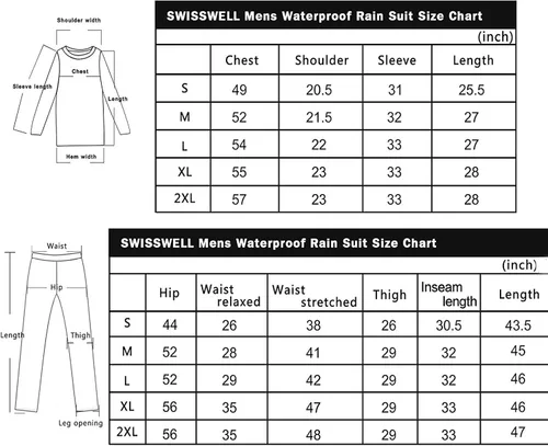 Miniatura 2 de SWISSWELL Traje de lluvia para hombre, impermeable, ligero, con capucha, para golf, senderismo, viajes, correr