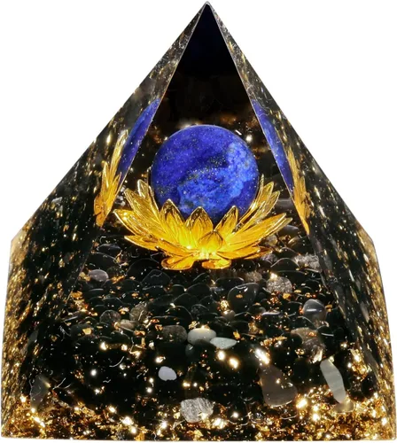 Miniatura 9 de Rockcloud Esfera de piedra de cristal de pirámide de orgón en generador de energía base de loto para meditación de equilibrio de chakras, ojo