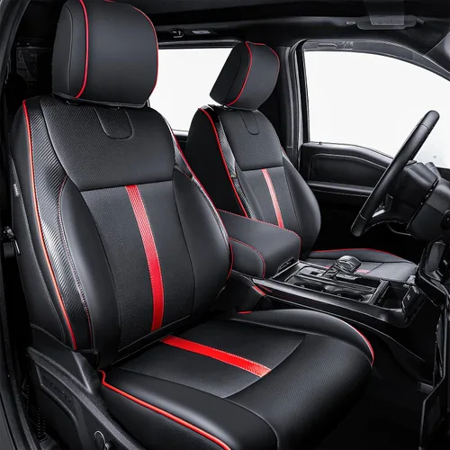 Miniatura 8 de Fundas de asiento de piel sintética de alta calidad para Ford F150 SuperCrew XL XLT STX (2015-2020) y F250/F350/F450 Crew Cab XL XLT (2017-2022)