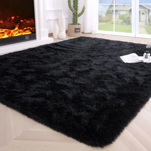 Miniatura 21 de Noahas - Alfombras mullidas de 4 x 6 pies para dormitorio y sala de estar, alfombra gruesa y peluda de color gris, alfombra de suelo antideslizante