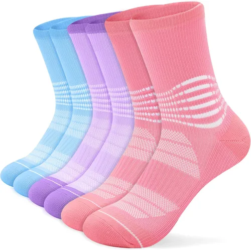 Miniatura 10 de IRAMY Calcetines de compresión tipo crew para mujeres y hombres con soporte de arco del tobillo, alivio de fascitis plantar, 3/6 pares