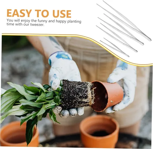 Miniatura 7 de 4 pinzas de acero inoxidable para jardinería suculenta, puntas curvas y rectas para proyectos de cuidado de plantas de precisión y herramientas