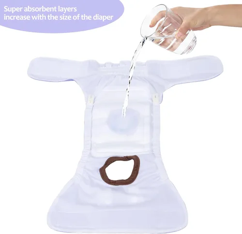 Miniatura 4 de CuteBone Pañales para perras, paquete de 3 pañales reutilizables para perras con un tirante para perros pequeños, medianos y grandes, BDD01L