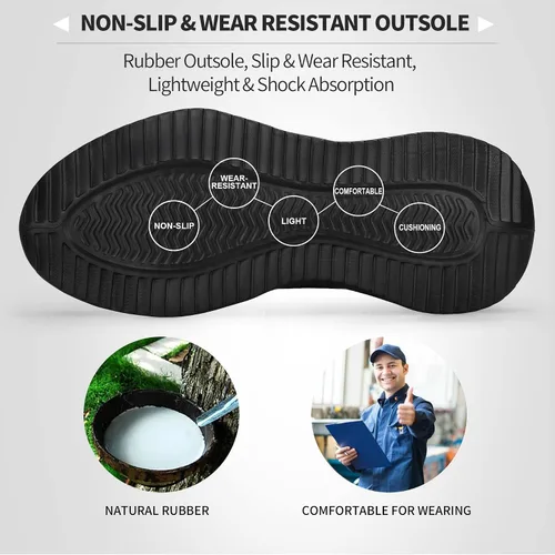 Miniatura 3 de KGJIANDA Steel Toe Shoes for Men Safety Industrial Boots Shoes Lightweight and Durable High Top Sneakers Breathable Construction Socks Shoes for