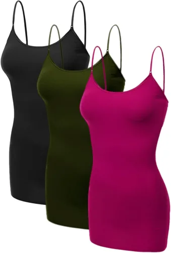 Miniatura 298 de Emmalise Camisola larga casual básica para mujer, con tirantes ajustables, top en capas