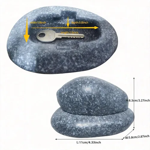 Miniatura 4 de Ocultador de llaves de roca falsa, oculta una llave fuera del exterior, caja de repuesto oculta para llaves, diseño de piedra apilable secreta