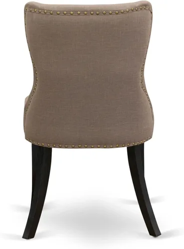 Miniatura 11 de East West Furniture AMSI3-ABK-48 - Juego de mesa de comedor moderno de 3 piezas que contiene una mesa de cocina redonda con pedestal y 2 sillas