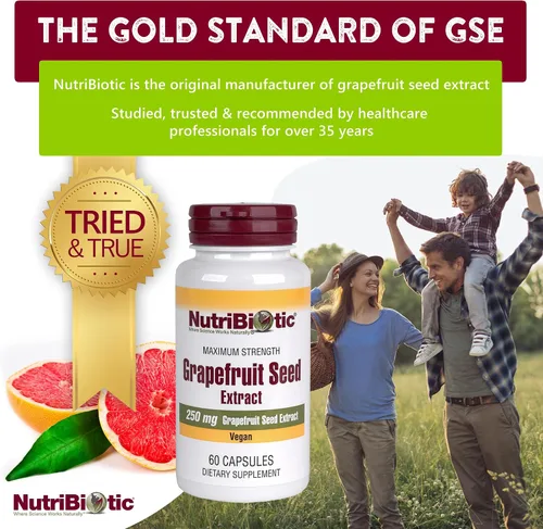 Miniatura 2 de NutriBiotic Cápsulas de extracto de semilla de pomelo 250 mg, 60 unidades - Máxima fuerza con bioflavonoides