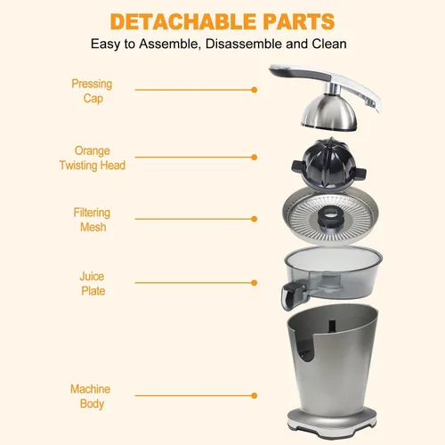 Miniatura 11 de NEWBULIG Exprimidor eléctrico de cítricos, exprimidor automático de naranja con mango de agarre suave, máquinas extractoras de jugo de naranja