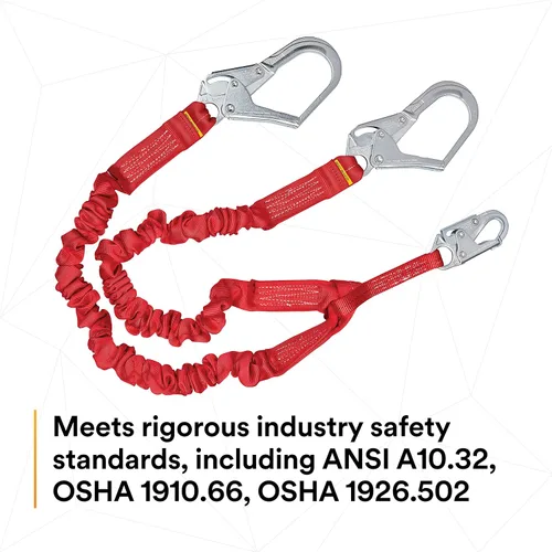 Miniatura 10 de 3M Protecta PRO 1340161 - Cordón de absorción de impactos 100% elástico, gancho a presión en el centro, ganchos de acero para barras de refuerzo
