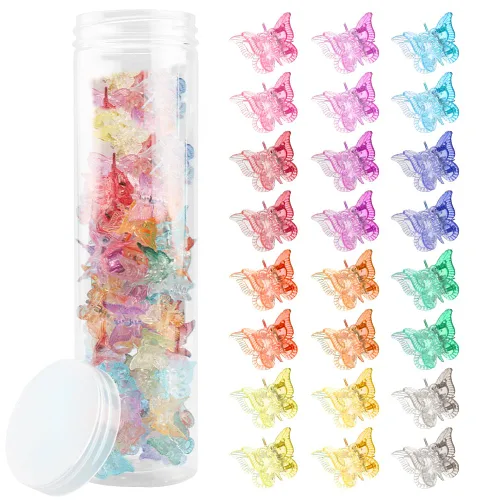 Miniatura 9 de AHONEY - 60 pinzas de mariposa mini para el cabello con caja de brillo, accesorios para el cabello estilo 90s Y2k para niñas y mujeres (Azul)
