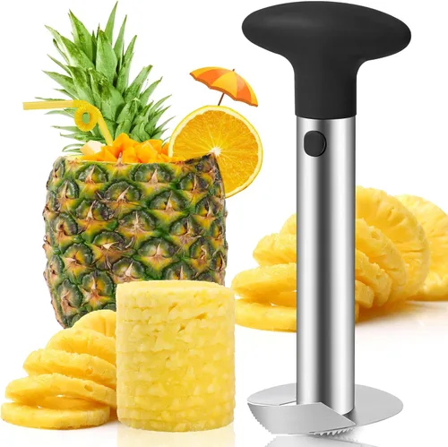 Aubenr Premium - Herramienta de corte y descorchador de piña, cortador de piña afilado con puntas serradas, fácil de usar y limpiar, removedor de