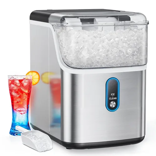 Máquina de hielo Nugget para encimera, máquina de hielo HOMEZAY Pebble con hielo de pellets masticable suave, 33 libras por día, máquina de hielo