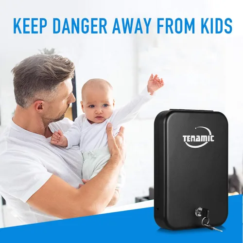 Miniatura 6 de Tenamic Caja fuerte para pistola, caja de seguridad portátil para pistola de viaje, caja de bloqueo de pistola de acero sólido para el hogar, cajas