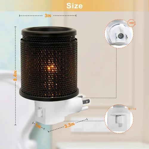 Miniatura 5 de CVHOMEDECO. Calentador eléctrico de cera para pared, calentador de tarta de metal doble perforado, calentador de velas decorativo para velas