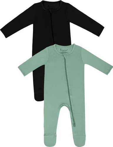 Miniatura 28 de Jimonda Pijama de bambú para bebé, unisex, para niños y niñas, de una pieza, manga larga, cierre de cremallera de 2 vías, mameluco